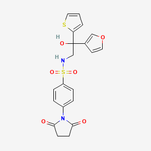 molecular formula C20H18N2O6S2 B3006419 4-(2,5-二氧代吡咯烷-1-基)-N-(2-(呋喃-3-基)-2-羟基-2-(噻吩-2-基)乙基)苯磺酰胺 CAS No. 2034240-28-1