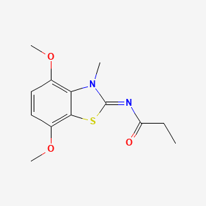 N-(4,7-dimethoxy-3-methyl-1,3-benzothiazol-2-ylidene)propanamide