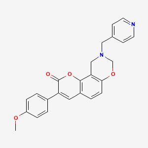 molecular formula C24H20N2O4 B3006428 3-(4-methoxyphenyl)-9-(pyridin-4-ylmethyl)-9,10-dihydrochromeno[8,7-e][1,3]oxazin-2(8H)-one CAS No. 951995-40-7