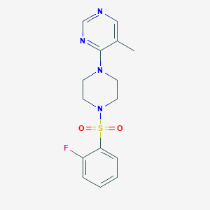 molecular formula C15H17FN4O2S B3006432 4-(4-((2-Fluorophenyl)sulfonyl)piperazin-1-yl)-5-methylpyrimidine CAS No. 1428351-52-3