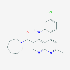molecular formula C22H23ClN4O B3006462 3-(azepane-1-carbonyl)-N-(3-chlorophenyl)-7-methyl-1,8-naphthyridin-4-amine CAS No. 1251616-97-3