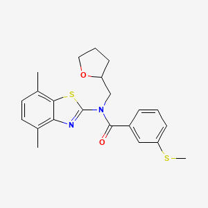 molecular formula C22H24N2O2S2 B3006515 N-(4,7-dimethylbenzo[d]thiazol-2-yl)-3-(methylthio)-N-((tetrahydrofuran-2-yl)methyl)benzamide CAS No. 920212-91-5