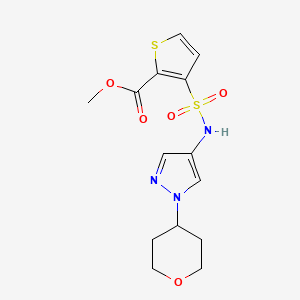 B3006577 methyl 3-(N-(1-(tetrahydro-2H-pyran-4-yl)-1H-pyrazol-4-yl)sulfamoyl)thiophene-2-carboxylate CAS No. 1797091-73-6