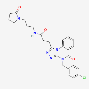 3-[4-[(4-chlorophenyl)methyl]-5-oxo-[1,2,4]triazolo[4,3-a]quinazolin-1-yl]-N-[3-(2-oxopyrrolidin-1-yl)propyl]propanamide