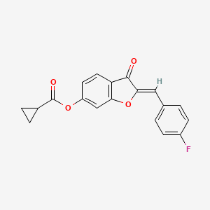 B3006641 (Z)-2-(4-fluorobenzylidene)-3-oxo-2,3-dihydrobenzofuran-6-yl cyclopropanecarboxylate CAS No. 843672-48-0