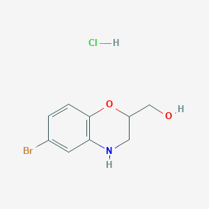 molecular formula C9H11BrClNO2 B3006647 (6-bromo-3,4-dihydro-2H-1,4-benzoxazin-2-yl)methanol hydrochloride CAS No. 2219380-18-2