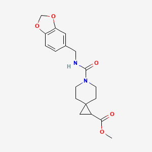 molecular formula C18H22N2O5 B3006705 Methyl 6-((benzo[d][1,3]dioxol-5-ylmethyl)carbamoyl)-6-azaspiro[2.5]octane-1-carboxylate CAS No. 2034606-86-3