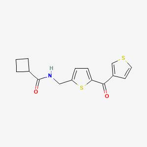 molecular formula C15H15NO2S2 B3006733 N-((5-(thiophene-3-carbonyl)thiophen-2-yl)methyl)cyclobutanecarboxamide CAS No. 1796970-55-2