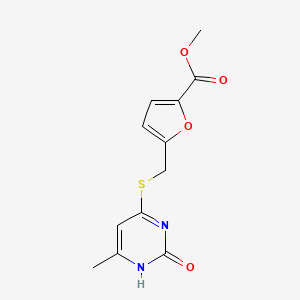 molecular formula C12H12N2O4S B3006820 Methyl 5-(((6-methyl-2-oxo-1,2-dihydropyrimidin-4-yl)thio)methyl)furan-2-carboxylate CAS No. 898445-71-1