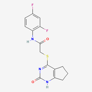 molecular formula C15H13F2N3O2S B3006911 N-(2,4-difluorophenyl)-2-({2-oxo-1H,2H,5H,6H,7H-cyclopenta[d]pyrimidin-4-yl}sulfanyl)acetamide CAS No. 946324-13-6