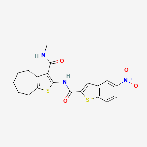 molecular formula C20H19N3O4S2 B3006924 N-methyl-2-(5-nitrobenzo[b]thiophene-2-carboxamido)-5,6,7,8-tetrahydro-4H-cyclohepta[b]thiophene-3-carboxamide CAS No. 893126-68-6