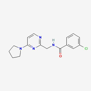 B3006953 3-chloro-N-((4-(pyrrolidin-1-yl)pyrimidin-2-yl)methyl)benzamide CAS No. 1797659-88-1