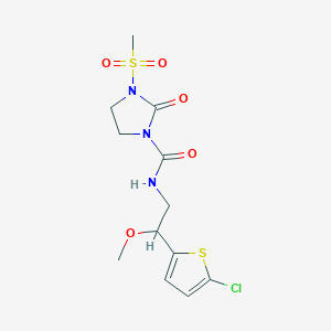 molecular formula C12H16ClN3O5S2 B3006971 N-(2-(5-chlorothiophen-2-yl)-2-methoxyethyl)-3-(methylsulfonyl)-2-oxoimidazolidine-1-carboxamide CAS No. 2034404-67-4