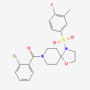 molecular formula C21H22BrFN2O4S B3006977 8-(2-bromobenzoyl)-4-(4-fluoro-3-methylbenzenesulfonyl)-1-oxa-4,8-diazaspiro[4.5]decane CAS No. 923157-82-8