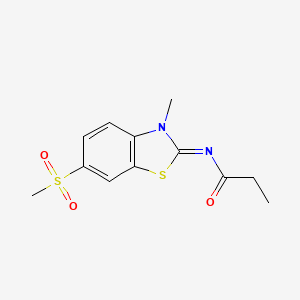 molecular formula C12H14N2O3S2 B3007035 N-(3-methyl-6-methylsulfonyl-1,3-benzothiazol-2-ylidene)propanamide CAS No. 683237-32-3