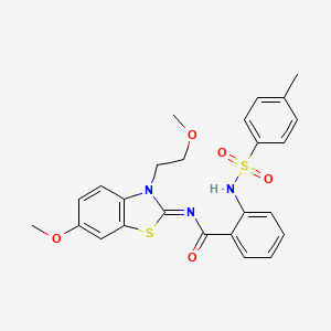 molecular formula C25H25N3O5S2 B3007039 N-[(2Z)-6-methoxy-3-(2-methoxyethyl)-2,3-dihydro-1,3-benzothiazol-2-ylidene]-2-(4-methylbenzenesulfonamido)benzamide CAS No. 865161-61-1