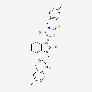 molecular formula C28H22FN3O3S2 B3007044 N-(2,4-dimethylphenyl)-2-{(3Z)-3-[3-(4-fluorobenzyl)-4-oxo-2-thioxo-1,3-thiazolidin-5-ylidene]-2-oxo-2,3-dihydro-1H-indol-1-yl}acetamide CAS No. 865593-06-2