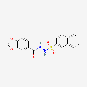 molecular formula C18H14N2O5S B3007127 N'-(naphthalene-2-sulfonyl)-2H-1,3-benzodioxole-5-carbohydrazide CAS No. 930532-29-9