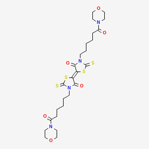 molecular formula C26H36N4O6S4 B3007131 3-[6-(MORPHOLIN-4-YL)-6-OXOHEXYL]-5-[(5E)-3-[6-(MORPHOLIN-4-YL)-6-OXOHEXYL]-4-OXO-2-SULFANYLIDENE-1,3-THIAZOLIDIN-5-YLIDENE]-2-SULFANYLIDENE-1,3-THIAZOLIDIN-4-ONE CAS No. 306322-22-5