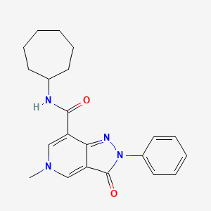 molecular formula C21H24N4O2 B3007216 N-cycloheptyl-5-methyl-3-oxo-2-phenyl-2H,3H,5H-pyrazolo[4,3-c]pyridine-7-carboxamide CAS No. 923184-69-4