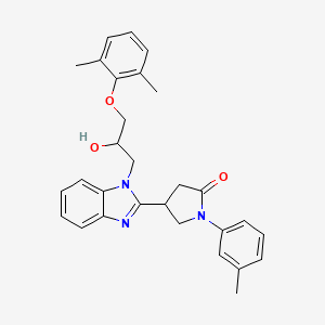 molecular formula C29H31N3O3 B3007220 4-{1-[3-(2,6-dimethylphenoxy)-2-hydroxypropyl]-1H-1,3-benzodiazol-2-yl}-1-(3-methylphenyl)pyrrolidin-2-one CAS No. 1018125-17-1