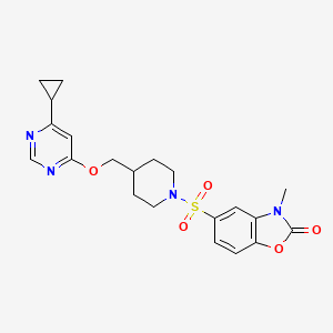 5-((4-(((6-cyclopropylpyrimidin-4-yl)oxy)methyl)piperidin-1-yl)sulfonyl)-3-methylbenzo[d]oxazol-2(3H)-one
