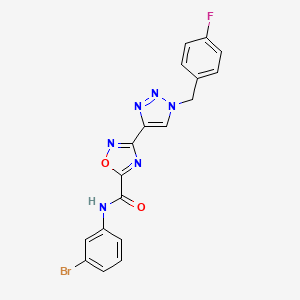 molecular formula C18H12BrFN6O2 B3007265 N-(3-bromophenyl)-3-{1-[(4-fluorophenyl)methyl]-1H-1,2,3-triazol-4-yl}-1,2,4-oxadiazole-5-carboxamide CAS No. 1251676-19-3