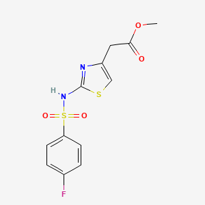 molecular formula C12H11FN2O4S2 B3007314 Methyl (2-{[(4-fluorophenyl)sulfonyl]amino}-1,3-thiazol-4-yl)acetate CAS No. 929866-40-0