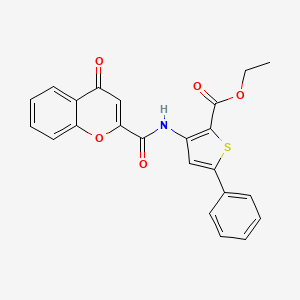 molecular formula C23H17NO5S B3007378 ethyl 3-(4-oxo-4H-chromene-2-amido)-5-phenylthiophene-2-carboxylate CAS No. 361478-92-4