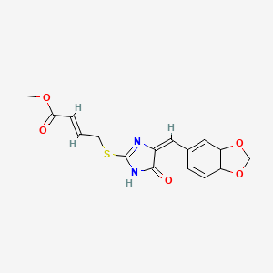 methyl (2E)-4-{[(4E)-4-[(2H-1,3-benzodioxol-5-yl)methylidene]-5-oxo-4,5-dihydro-1H-imidazol-2-yl]sulfanyl}but-2-enoate