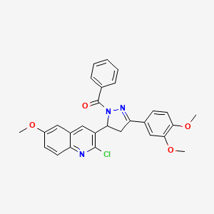 [3-(2-Chloro-6-methoxyquinolin-3-yl)-5-(3,4-dimethoxyphenyl)-3,4-dihydropyrazol-2-yl]-phenylmethanone