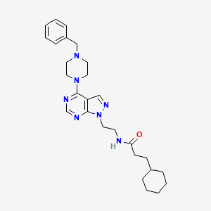 N-(2-(4-(4-benzylpiperazin-1-yl)-1H-pyrazolo[3,4-d]pyrimidin-1-yl)ethyl)-3-cyclohexylpropanamide