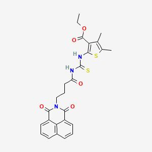 Ethyl 2-[4-(1,3-dioxobenzo[de]isoquinolin-2-yl)butanoylcarbamothioylamino]-4,5-dimethylthiophene-3-carboxylate