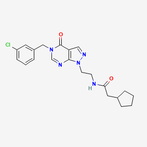 N-(2-(5-(3-chlorobenzyl)-4-oxo-4,5-dihydro-1H-pyrazolo[3,4-d]pyrimidin-1-yl)ethyl)-2-cyclopentylacetamide