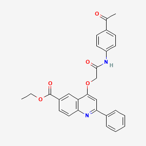 molecular formula C28H24N2O5 B3007621 ethyl 4-{[(4-acetylphenyl)carbamoyl]methoxy}-2-phenylquinoline-6-carboxylate CAS No. 1114871-11-2