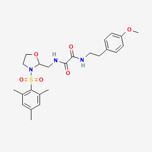molecular formula C24H31N3O6S B3007655 N1-((3-(mesitylsulfonyl)oxazolidin-2-yl)methyl)-N2-(4-methoxyphenethyl)oxalamide CAS No. 868982-89-2