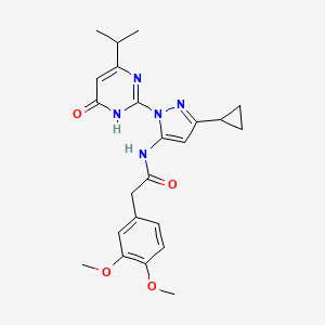 molecular formula C23H27N5O4 B3007658 N-(3-cyclopropyl-1-(4-isopropyl-6-oxo-1,6-dihydropyrimidin-2-yl)-1H-pyrazol-5-yl)-2-(3,4-dimethoxyphenyl)acetamide CAS No. 1207053-45-9