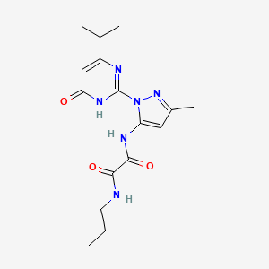 molecular formula C16H22N6O3 B3007659 N1-(1-(4-isopropyl-6-oxo-1,6-dihydropyrimidin-2-yl)-3-methyl-1H-pyrazol-5-yl)-N2-propyloxalamide CAS No. 1013889-80-9