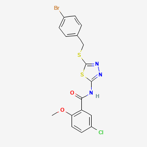 molecular formula C17H13BrClN3O2S2 B3007660 N-(5-((4-bromobenzyl)thio)-1,3,4-thiadiazol-2-yl)-5-chloro-2-methoxybenzamide CAS No. 391874-60-5