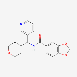 molecular formula C19H20N2O4 B3007675 N-(pyridin-3-yl(tetrahydro-2H-pyran-4-yl)methyl)benzo[d][1,3]dioxole-5-carboxamide CAS No. 2034591-92-7
