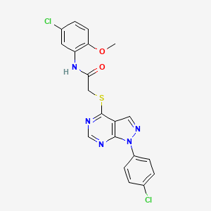 molecular formula C20H15Cl2N5O2S B3007725 N-(5-chloro-2-methoxyphenyl)-2-((1-(4-chlorophenyl)-1H-pyrazolo[3,4-d]pyrimidin-4-yl)thio)acetamide CAS No. 893916-10-4