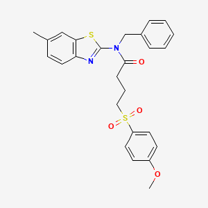 molecular formula C26H26N2O4S2 B3007742 N-benzyl-4-((4-methoxyphenyl)sulfonyl)-N-(6-methylbenzo[d]thiazol-2-yl)butanamide CAS No. 941987-45-7