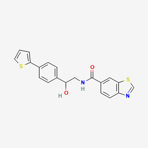 molecular formula C20H16N2O2S2 B3007746 N-[2-Hydroxy-2-(4-thiophen-2-ylphenyl)ethyl]-1,3-benzothiazole-6-carboxamide CAS No. 2380183-53-7