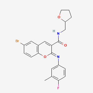 (2Z)-6-bromo-2-[(4-fluoro-3-methylphenyl)imino]-N-(tetrahydrofuran-2-ylmethyl)-2H-chromene-3-carboxamide