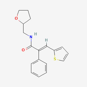 molecular formula C18H19NO2S B3007787 (E)-N-(氧杂环-2-基甲基)-2-苯基-3-噻吩-2-基丙-2-烯酰胺 CAS No. 478078-81-8