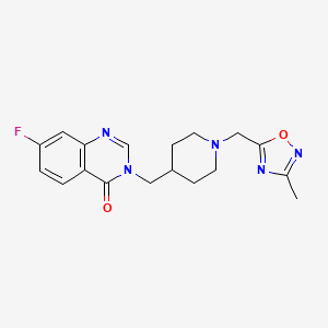 7-Fluoro-3-[[1-[(3-methyl-1,2,4-oxadiazol-5-yl)methyl]piperidin-4-yl]methyl]quinazolin-4-one