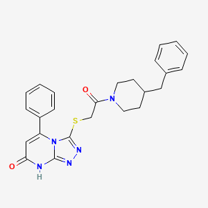 molecular formula C25H25N5O2S B3007798 3-((2-(4-苄基哌啶-1-基)-2-氧代乙基)硫代)-5-苯基-[1,2,4]三唑并[4,3-a]嘧啶-7(8H)-酮 CAS No. 894995-34-7