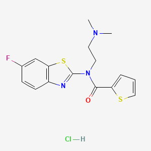 molecular formula C16H17ClFN3OS2 B3007826 N-(2-(dimethylamino)ethyl)-N-(6-fluorobenzo[d]thiazol-2-yl)thiophene-2-carboxamide hydrochloride CAS No. 1215828-09-3