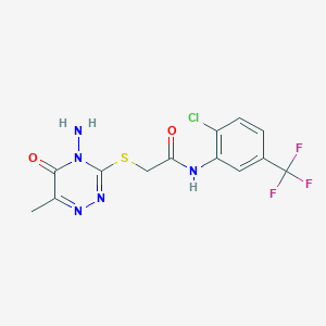 B3007910 2-[(4-amino-6-methyl-5-oxo-1,2,4-triazin-3-yl)sulfanyl]-N-[2-chloro-5-(trifluoromethyl)phenyl]acetamide CAS No. 869067-78-7