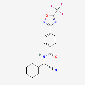 molecular formula C18H17F3N4O2 B3008050 N-[cyano(cyclohexyl)methyl]-4-[5-(trifluoromethyl)-1,2,4-oxadiazol-3-yl]benzamide CAS No. 1787907-87-2